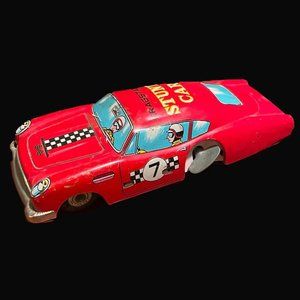 VINTAGE 1950's CRAGSTAN TIN WIND UP STUNT CAR, Made in Japan